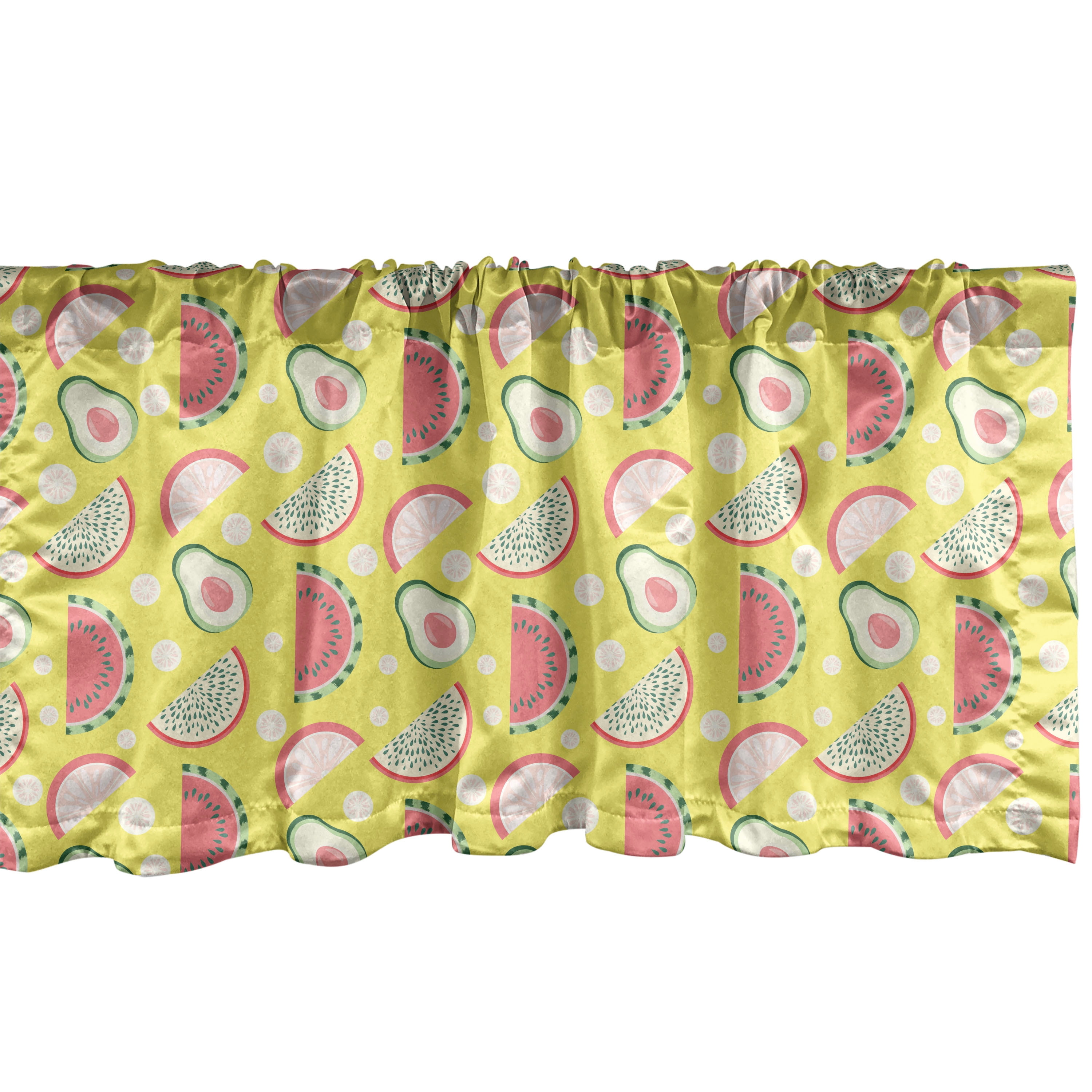 Fruits Window Valance Pack of 2, Exotic Avocado Orange Dragonfruit