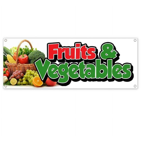 Fruits and Vegetables 13 oz Vinyl Banner With Metal Grommets