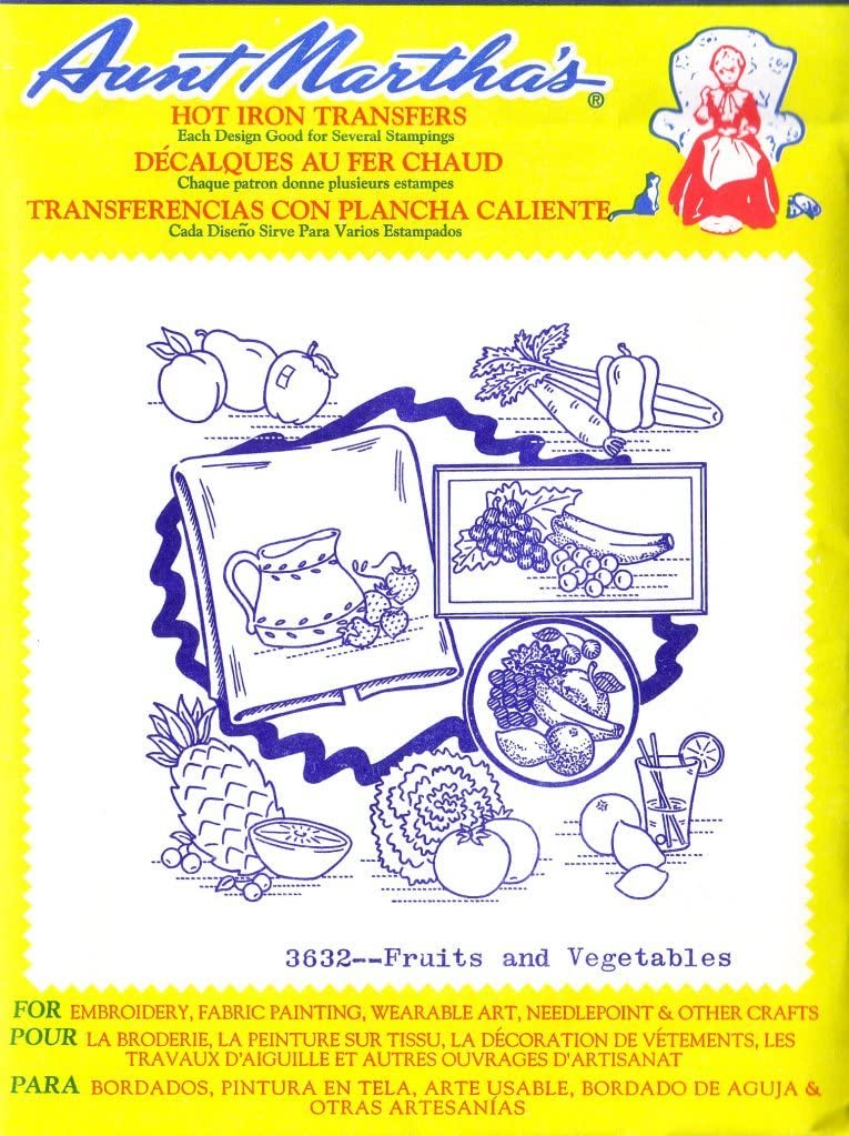 Fruits and Vegetables Aunt Martha's Hot Iron Embroidery Transfer