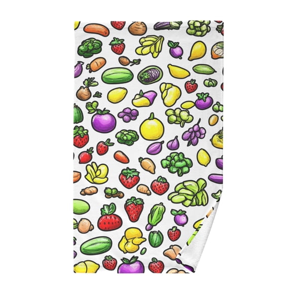 Fruits and Vegetables Pattern Hand Towel Cotton 16x28 in Soft Absorbent Quick Dry Bath Face Towel