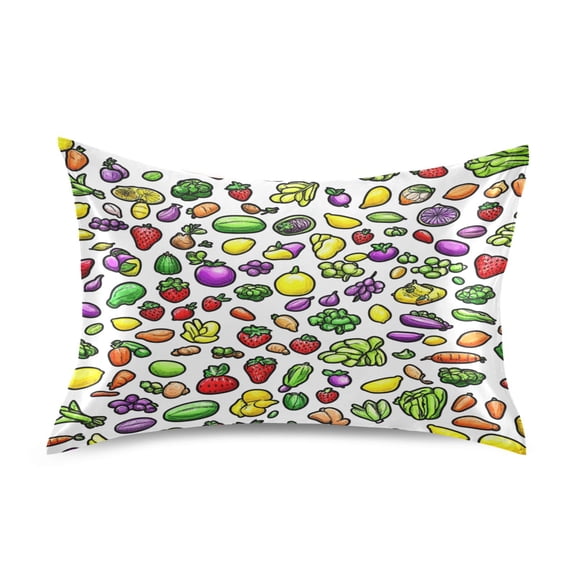 Fruits and Vegetables Pattern Luxury Silky Soft Pillowcase Standard Size Wrinkle Resistant Envelope Closure 20x26in