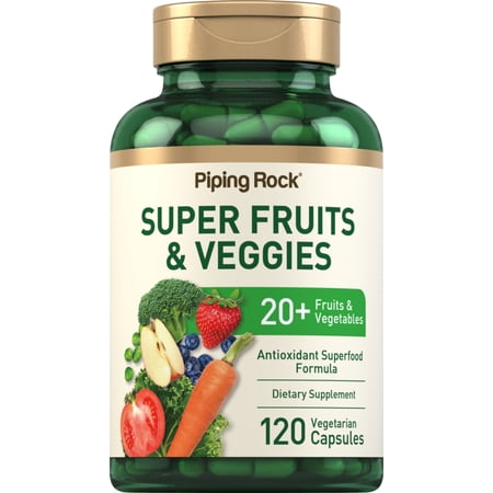 Fruits and Veggies Supplement | 120 Capsules | Vegetarian, Non-GMO, Gluten Free | by Piping Rock