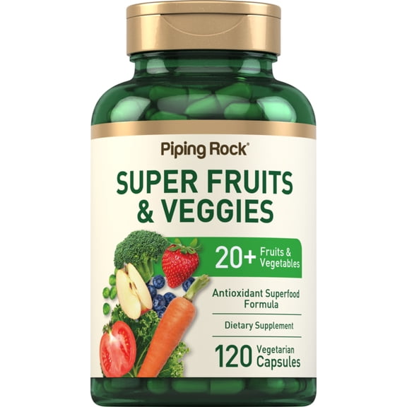 Fruits and Veggies Supplement | 120 Capsules | Vegetarian, Non-GMO, Gluten Free | by Piping Rock