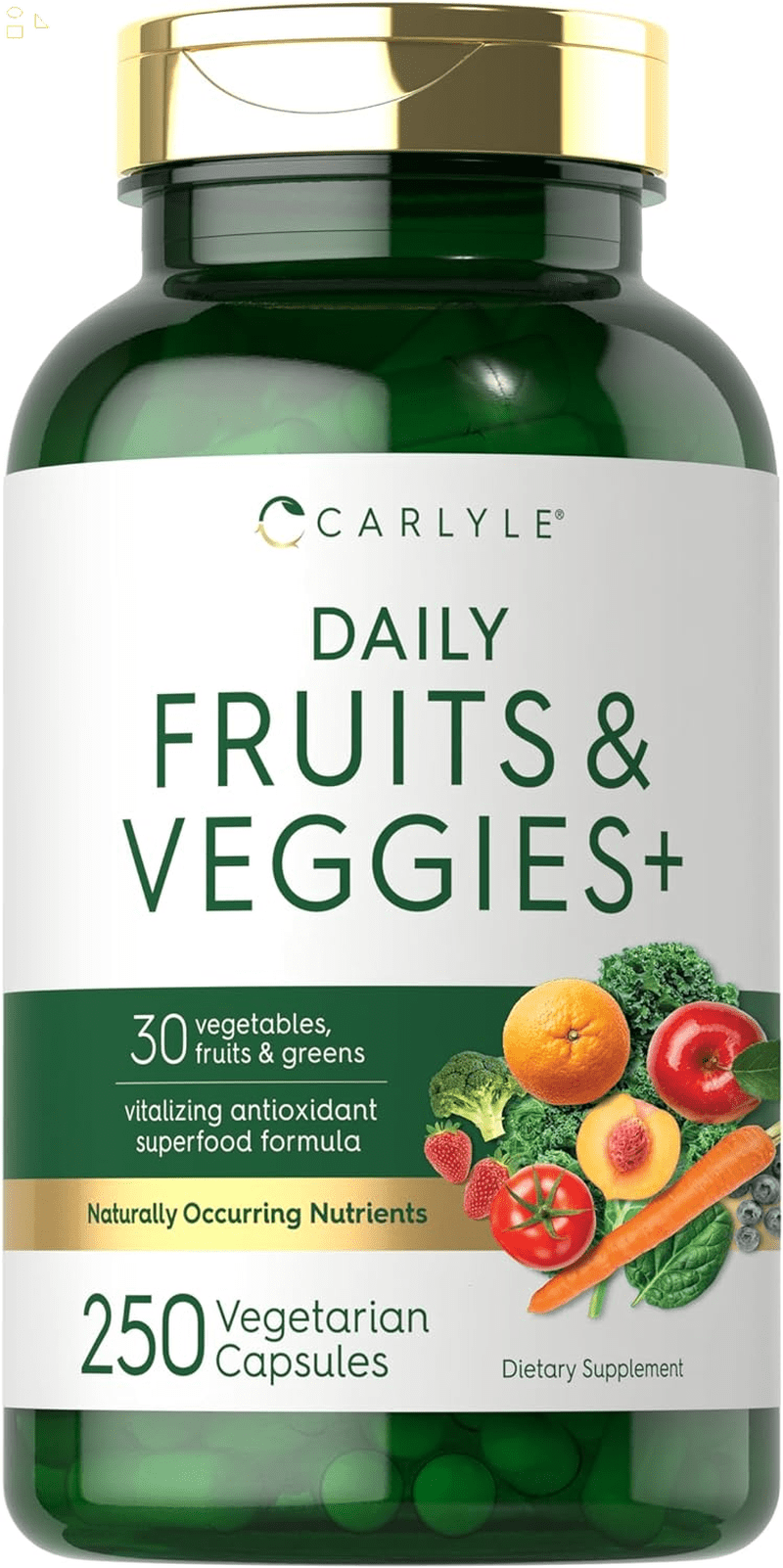 Fruits and Veggies Supplement 250 Capsules Made with 30 Fruits and