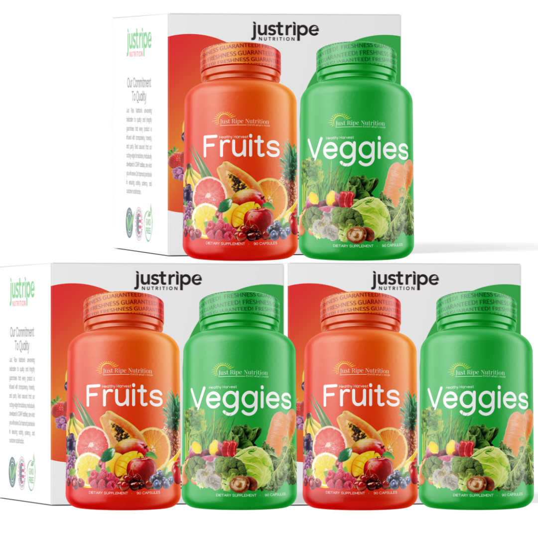 Fruits and Veggies Supplement W/ Custom Box 540 PCS 100 Whole Natural Just Ripe