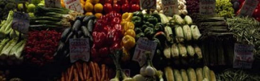 Fruits and vegetables at a market stall Pike Place Market Seattle King County Washington State USA Canvas Art - Panoramic Images (18 x 6)