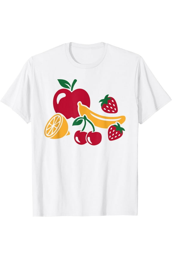 Fruits with apple, banana, cherry and strawberries T-Shirt T-ShirtMen's and women's pure cotton short-sleeved shirts