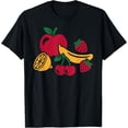 thumbnail image 1 of Fruits with apple, banana, cherry and strawberries T-Shirt T-ShirtPure cotton short-sleeved shirts for both men and women, 1 of 6