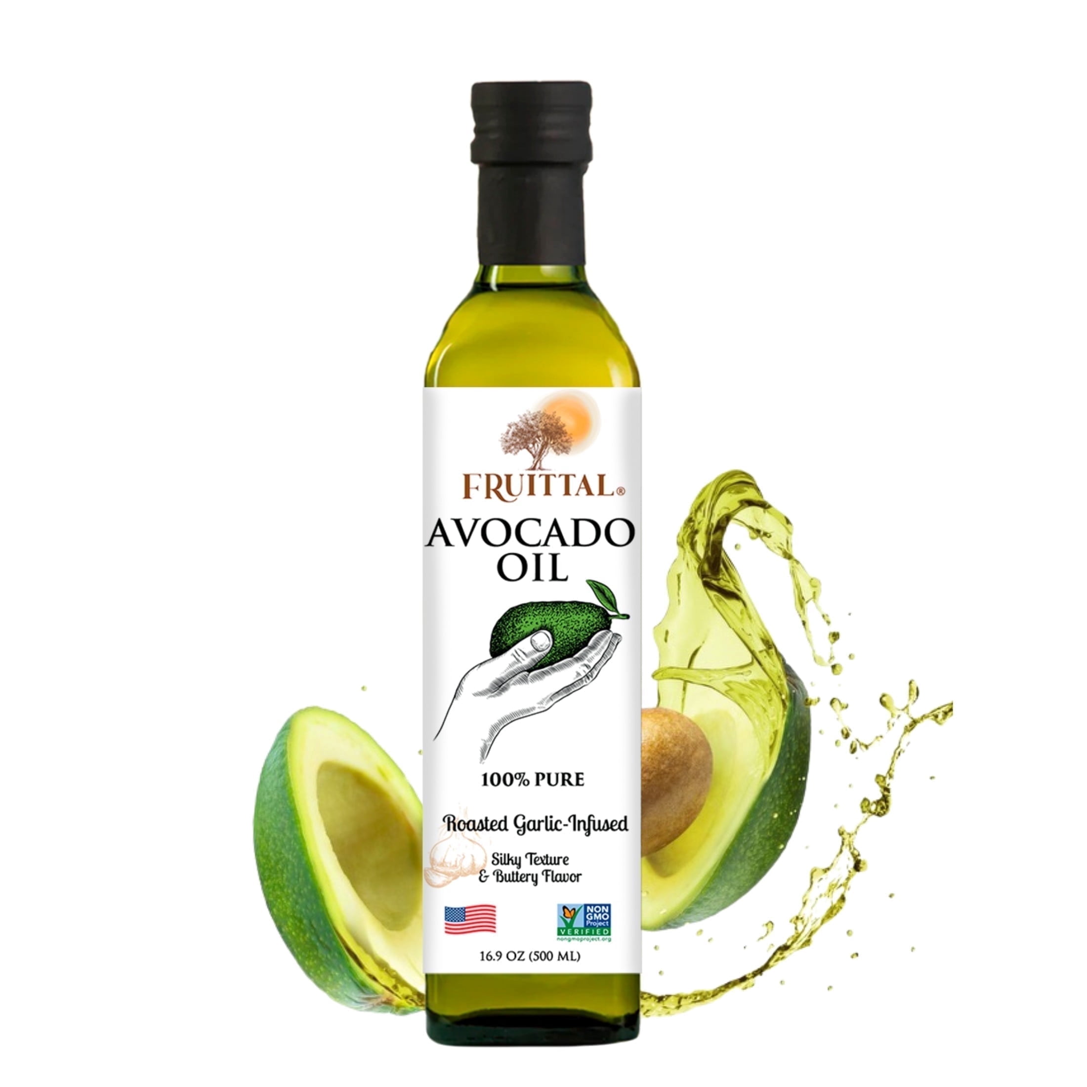 Fruittal  Garlic-Infused Avocado Oil – 100% Pure, USA Made and Rich in Health Benefits (16.9 oz)