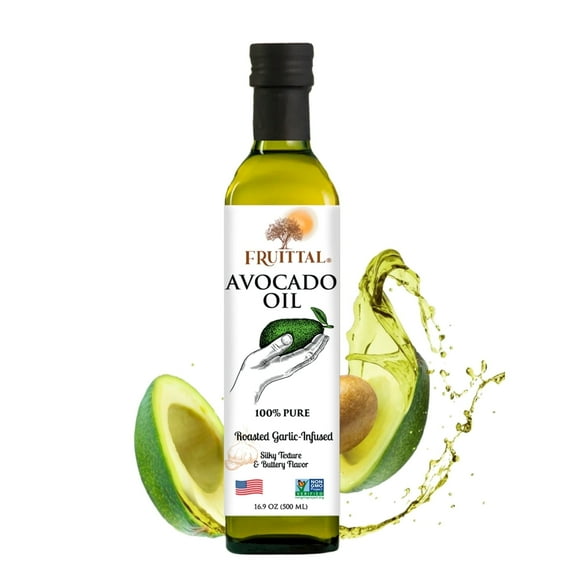 Fruittal Garlic-Infused Avocado Oil 100% Pure, USA Made and Rich in Health Benefits (16.9 oz)