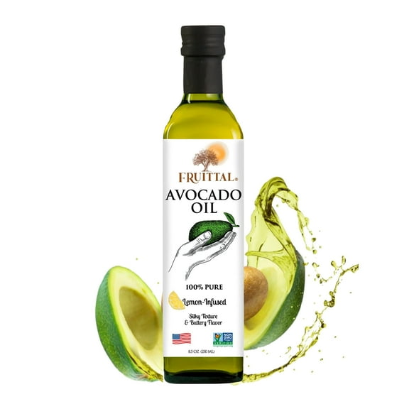 Fruittal Lemon-Infused Avocado Oil 100% Pure, USA Made and Rich in Health Benefits (8.5 oz)