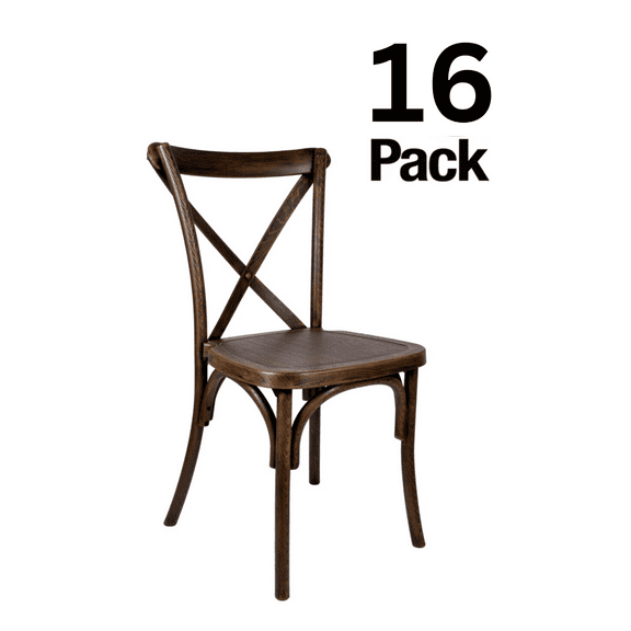 Fruitwood Resin Steel Skeleton Cross Back Chair, 16 Chair Bundle by Chivari