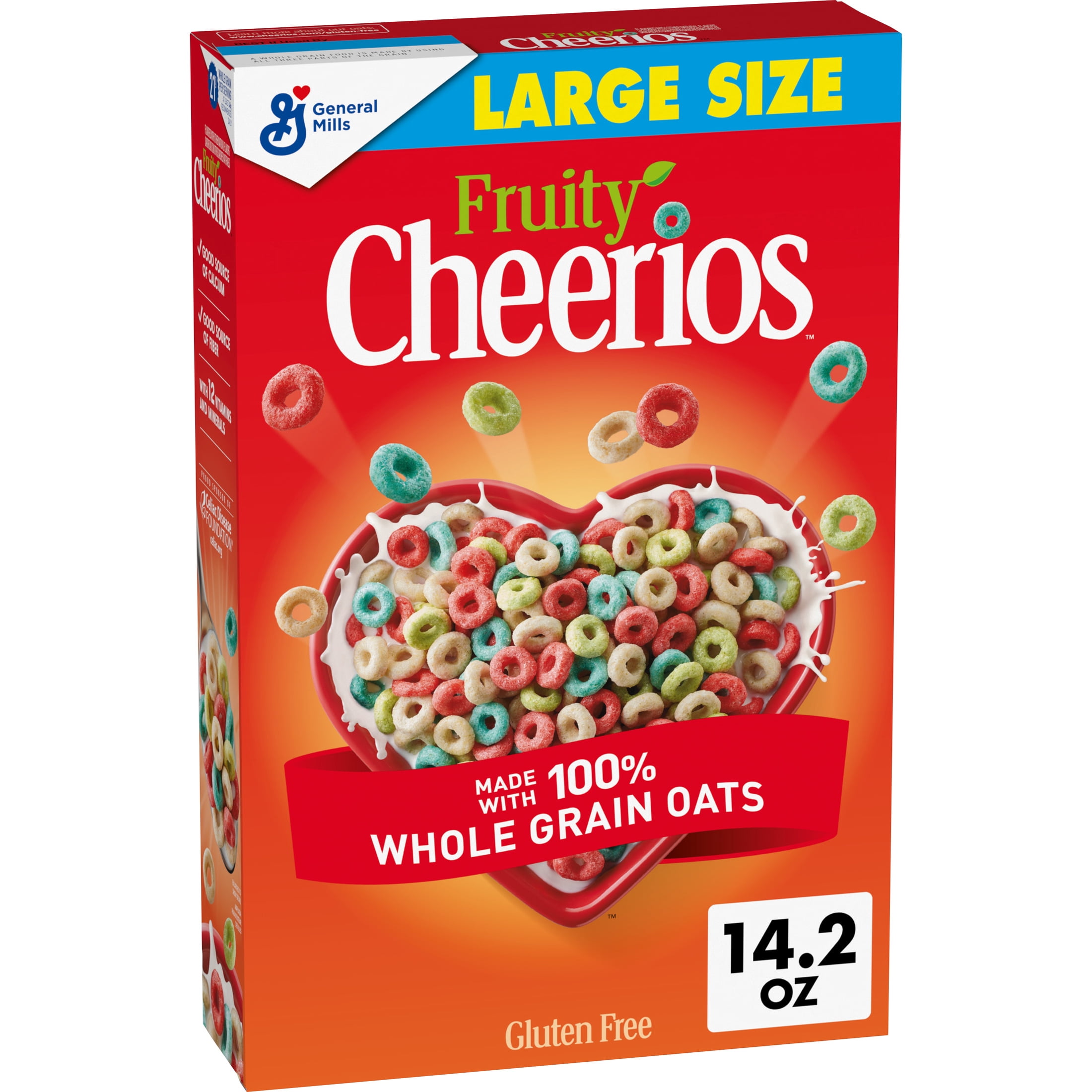Fruity Crunchy Cheerios Oats Cereal, Gluten Free, Large Size, 14.2oz, Shelf Stable, Cardboard Box