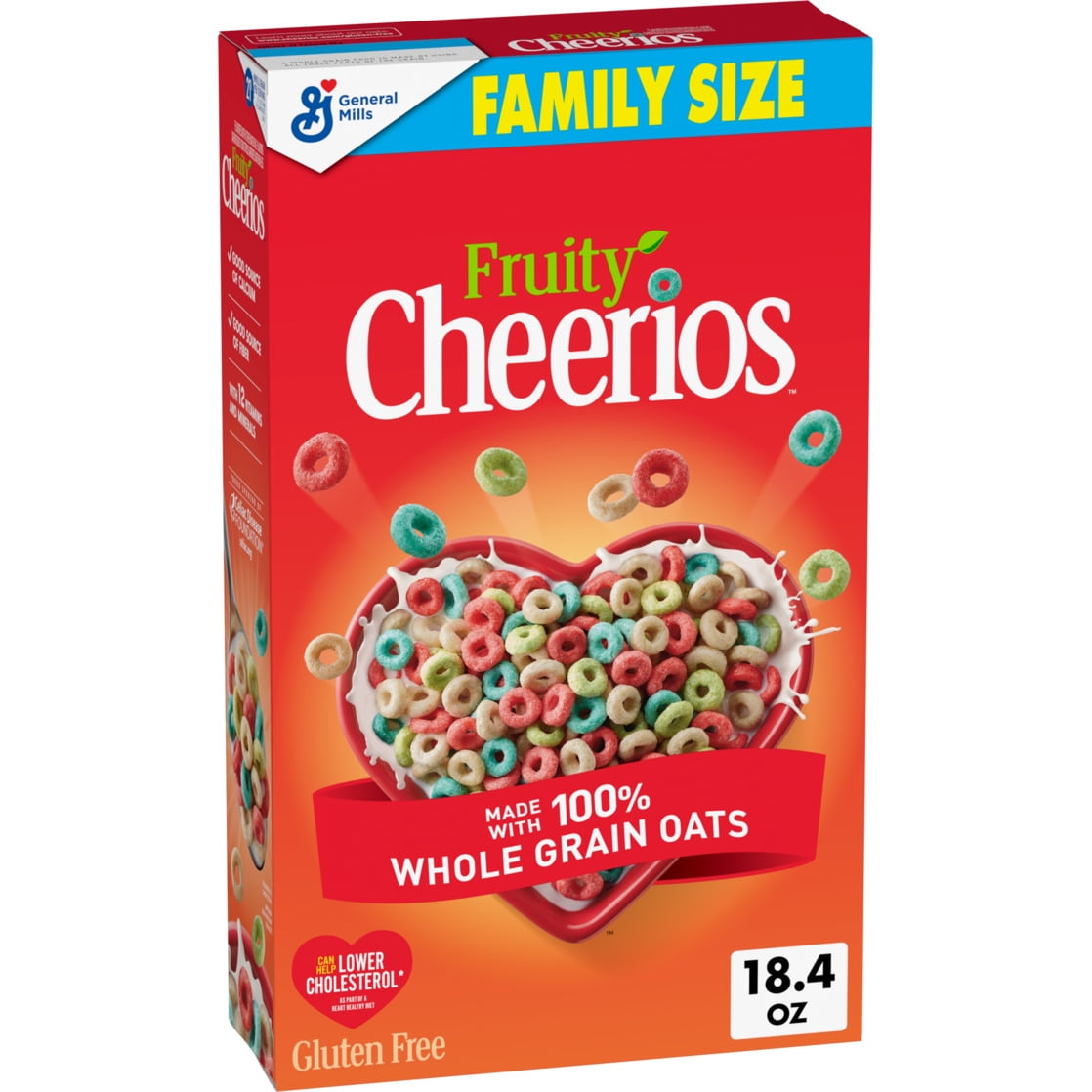 Fruity Cheerios, Heart Healthy Gluten Free Breakfast Cereal, Family Size, 18.4 oz