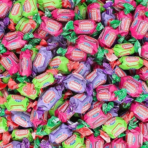 Fruity Flavored Double Bubble Bubble Gum Bulk - Individually Wrapped Dubble Buble gum balls - Assorted Fun Fruity Flavors - Original, Apple, Watermelon, and Grape (4 Pound)