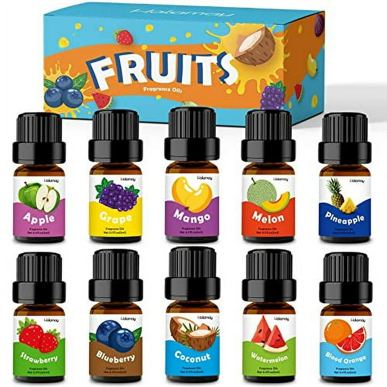 Fruity Fragrance Oil for Candle & Soap Making, Holamay Premium Fruit  Essential Oils 5ml x 10 - Coconut, Strawberry, Mango, Pineapple and More  Scented