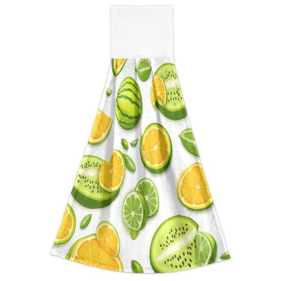 Fruity Fun 2 Pack 14''x18'' Hand Towels Soft Coral Fleece Quick Dry Hook and Loop for Kitchen Bathroom
