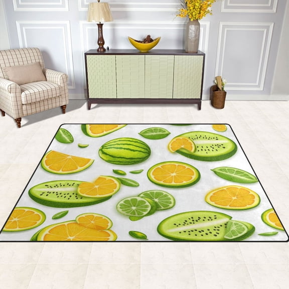 Fruity Fun 80''x58'' Extra Large Plush Memory Foam Rug, Soft, Absorbent, Non Slip
