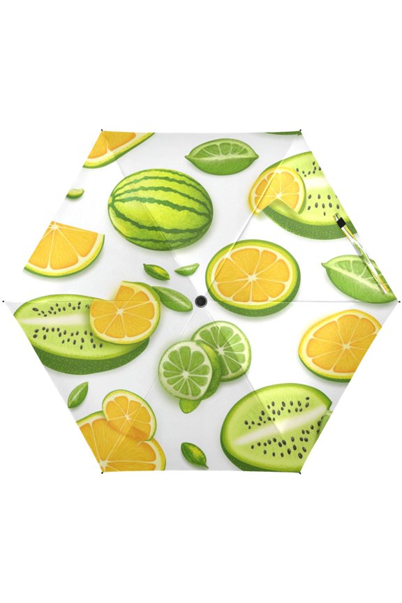 Fruity Fun Umbrellas for Sun Auto Open Close UV50+ Waterproof 5-Fold Compact Fiberglass Frame