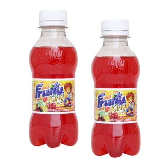 Fruity King Mini Soda, Fruit Punch Flavor, 5.75 fl oz Bottles (2 Pack)