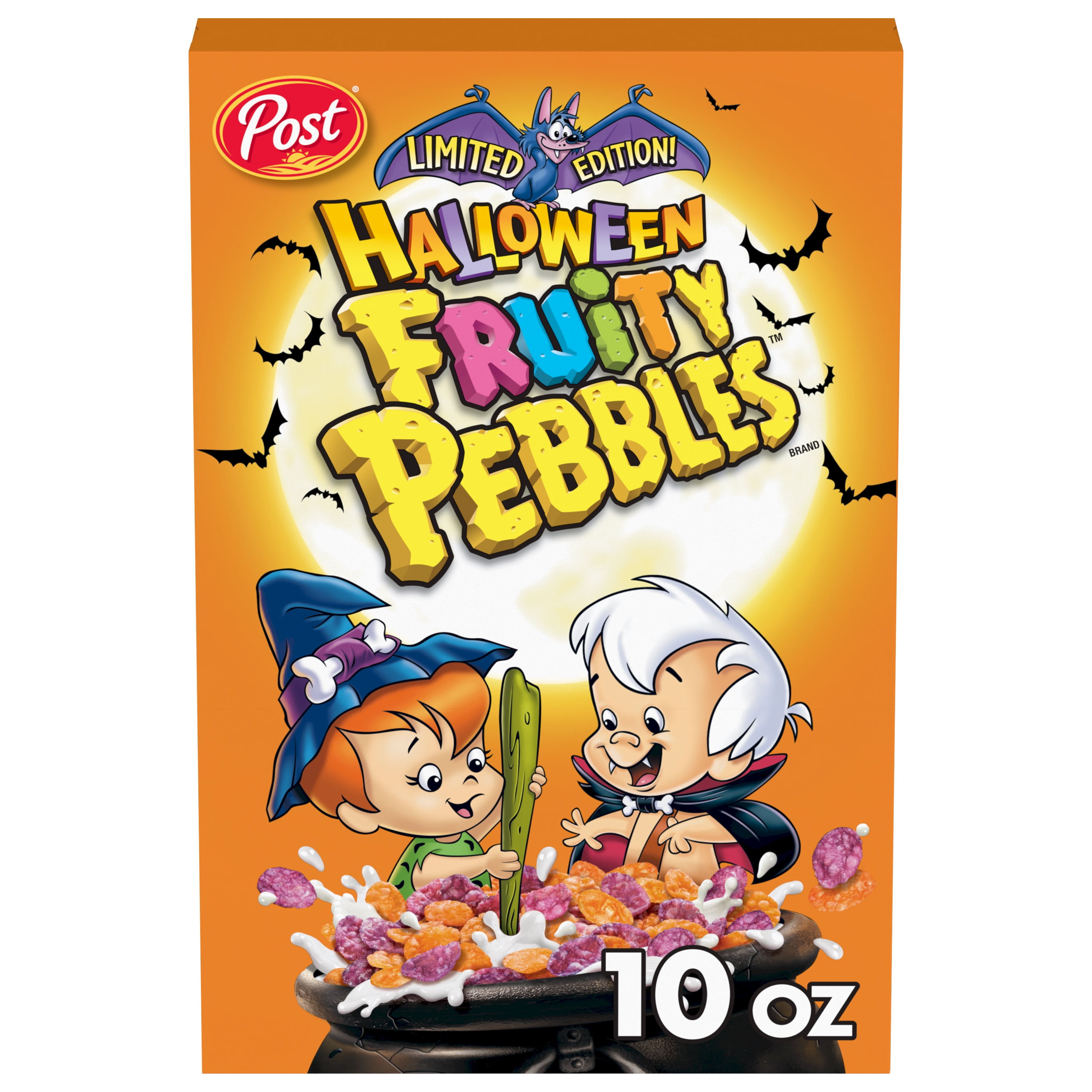 Fruity Pebbles Cereal, Instant, Halloween Limited Edition, 10 oz, Shelf Stable, Cardboard Box