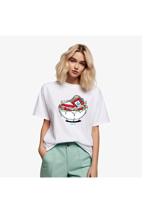 Fruity Pebbles Dunk Sneaker Match Tees White Cereal T-Shirt, for men & women, up to size 5XL