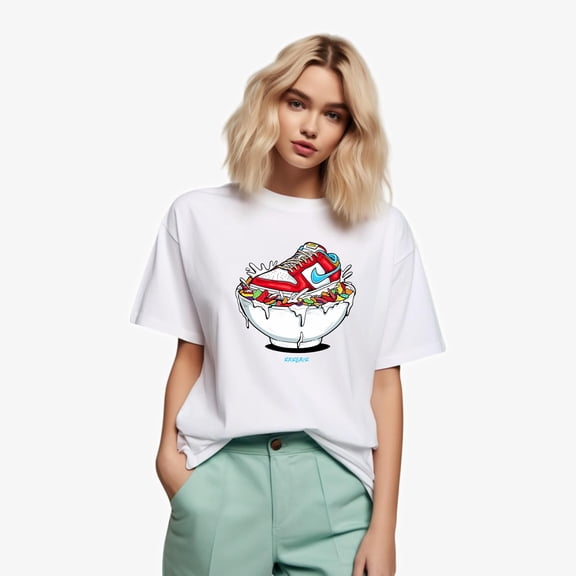 Fruity Pebbles Dunk Sneaker Match Tees White Cereal T-Shirt, for men & women, up to size 5XL