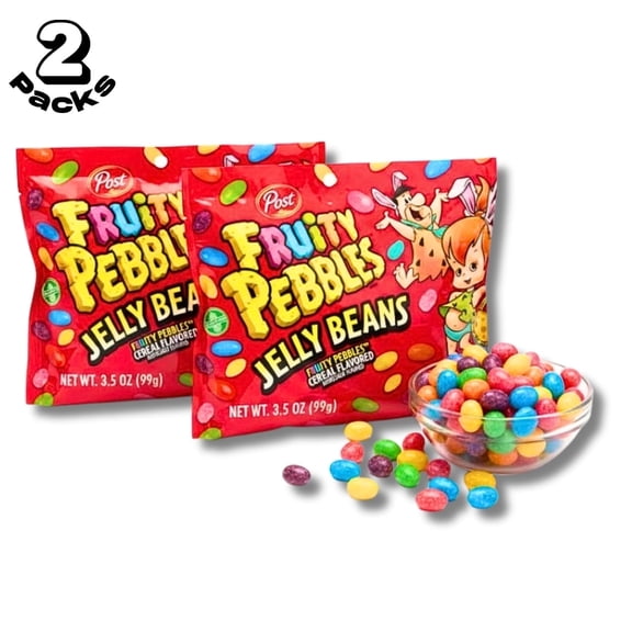 Fruity Pebbles Jelly Beans by Post, Fruity Pebbles Cereal Flavored, Pack of 2, 3.5 oz Each