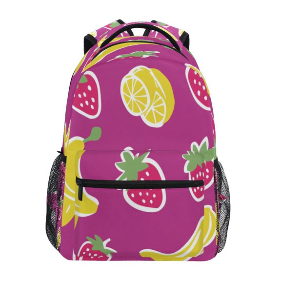 Fruity Purple Pattern Stylish Large Backpack 15L Self-Standing Durable Twill for School, Office and Travel Use