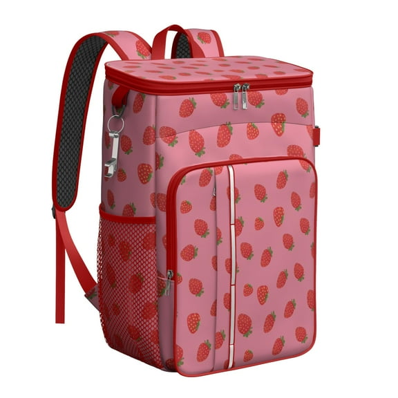 Fruity Red Berry Cooler Backpack - 20L Insulated Leakproof Lunch Bag for College, Hiking & Road Trips, Lightweight & Durable
