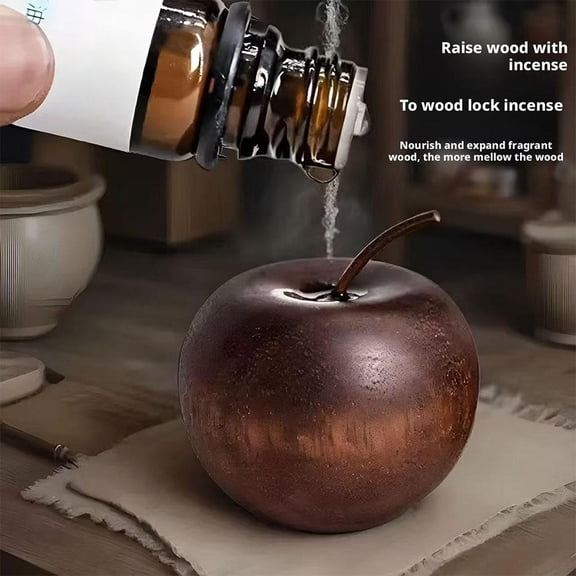 Fruity Scented Aromatherapy Wood Apple, 1.76 Inch Size, No Power or Flame Needed, Portable Home Fragrance for Closet or Gift Givingbrown,1pcs