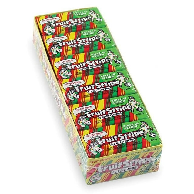 Fruity Stripe Bubble Gum Packs Juicy Fruity 12 Ct