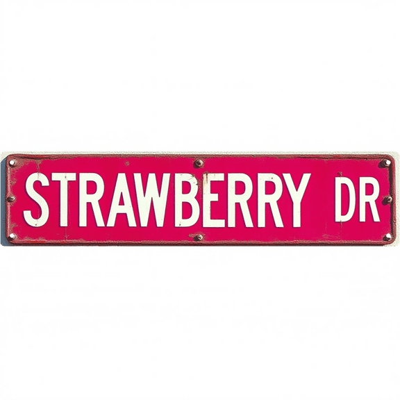 Fruity Tin Sign 16x4 Inch Strawberry DR Design - Great for Kitchen, Bedroom, Outdoor Beachy Decor
