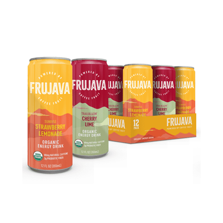 Frujava Organic Energy Drink Variety Pack, 12 oz (Pack of 12)