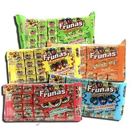 Frunas Frunas Fruit Chews Bulk 240 Qty Value Variety by Albert's | 5 Unique Flavors: Strawberry, Raspberry, Watermelon, Peach and Apple (240 Total Chews)