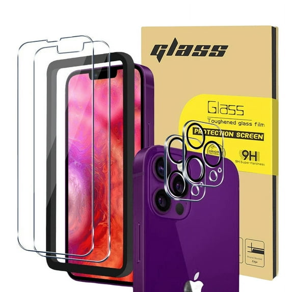 Frusde 3 Pack Screen Protector for iPhone 13 Pro Max 6.7"+ 2 Packs Lens Protector +1 Positioning Box, Anti-Scratch Anti-Fingerprint Clear Tempered Glass Screen Protector for iPhone 13 Pro Max 6.7"
