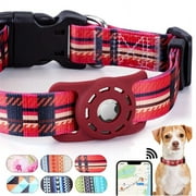 Frusde AirTag Dog Collar Compatible with Apple AirTag Cat Puppy Collar AirTag Holder for Small Dogs-Red