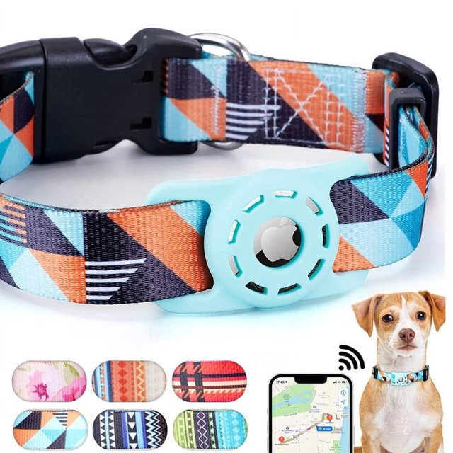 Frusde AirTag Dog Collar Compatible with Apple AirTag Cat Puppy Collar with AirTag Holder for
