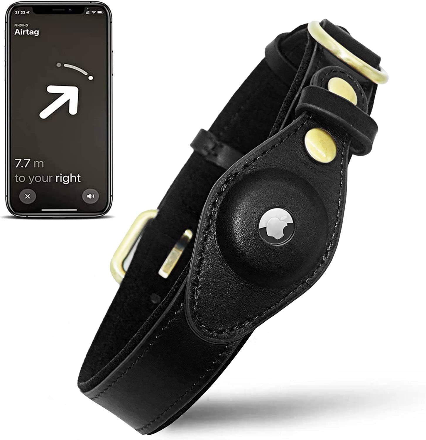 Frusde Airtag Dog Collar, Leather AirTag Dog Collar Holder for Dogs