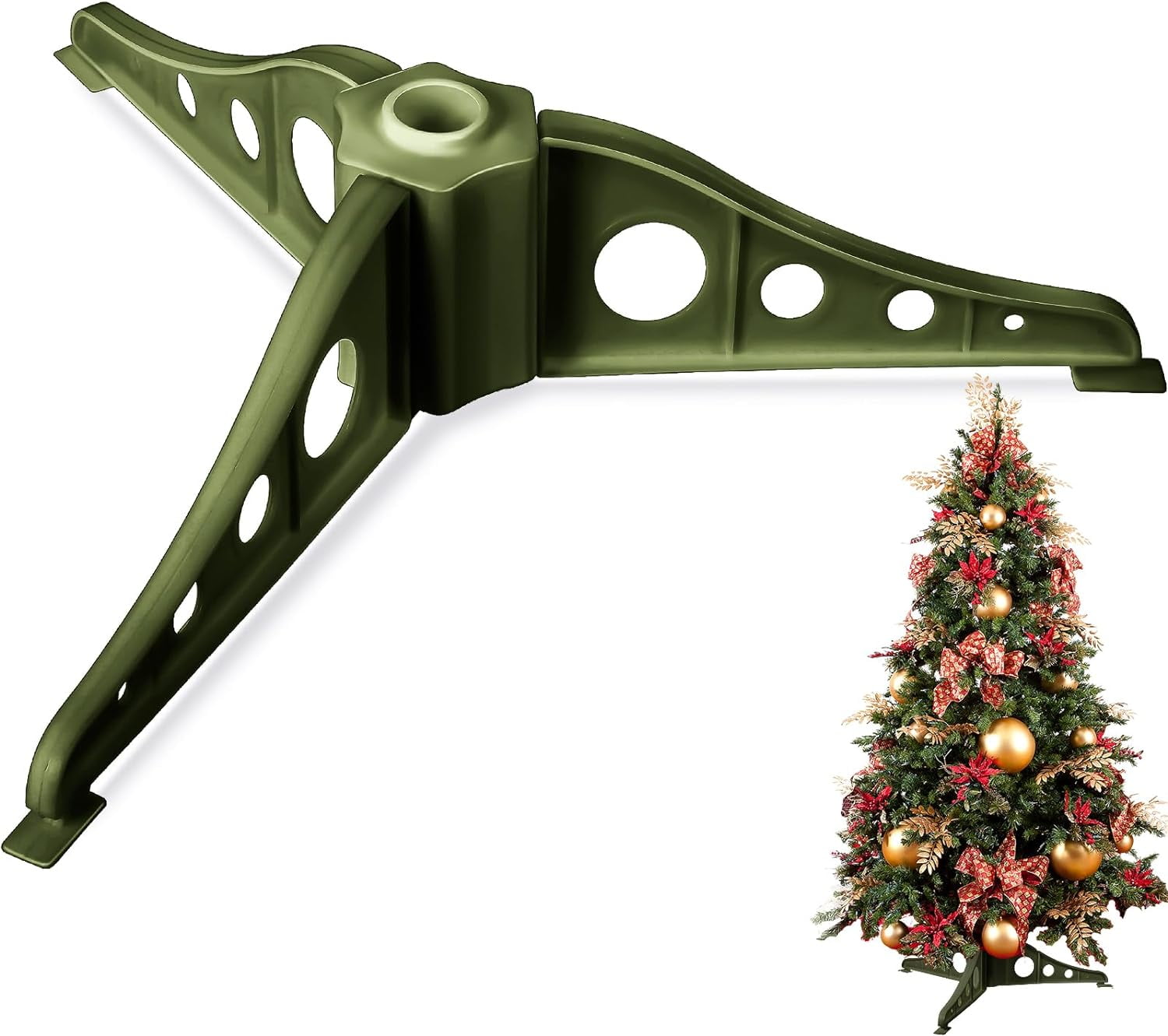 Frusde Christmas Tree Stand, Folding Christmas Tree Base Artificial