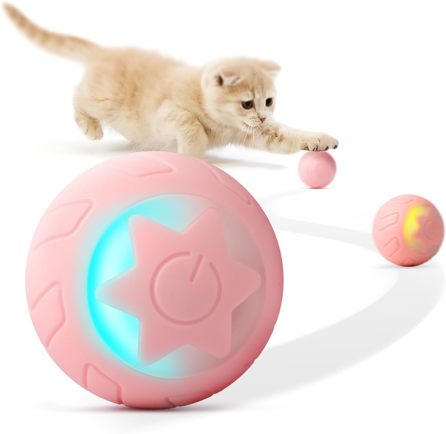 Frusde Interactive Cat Toy Ball, Cat Balls Automatic Moving Rolling Cat Toys for Indoor Cat