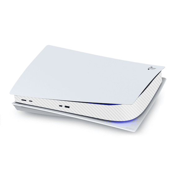 Frusde for PS5 Digital Edition Middle Skin, Console Center Part Protection Strip Film, Skin Sticker for PlayStation 5 Digital Edition Console Console-Carbon Fiber White