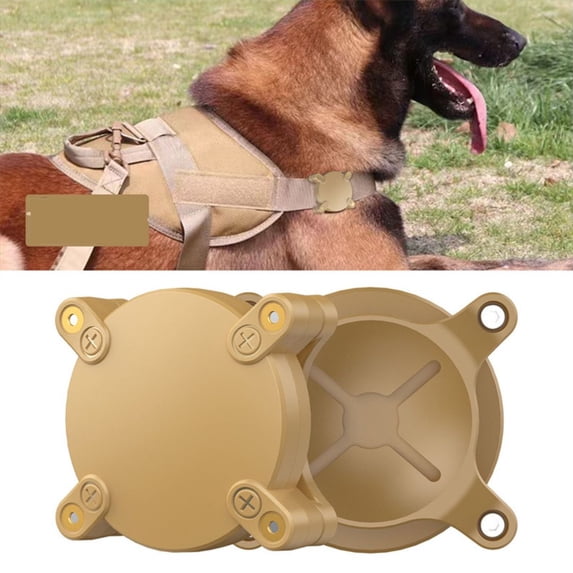 Frusde Waterproof Dog Collar Holder Case for Airtag, Protective Anti-Chew Anti-Scratch Hard PC for AirTag-Brown