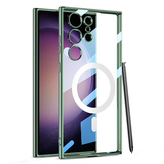 Frusde for Samsung Galaxy S24 Ultra S24 Plus S24 Clear Magnetic MagSafe Case Transparent Full Protection Plating Slim Cover