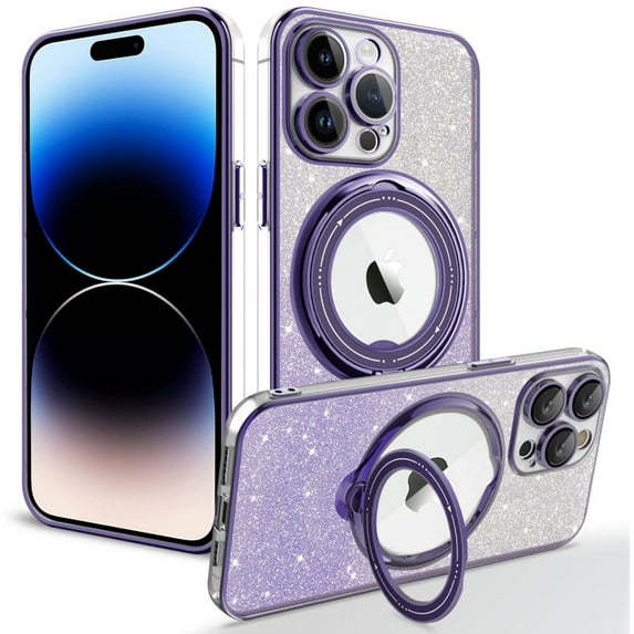 Frusde for Samsung Galaxy S24 Ultra S24 Plus S24 Magnetic Case with Kickstand Glitter Bling Slim Cover