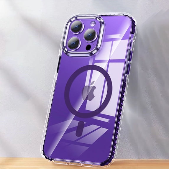 Frusde for iPhone 15 Pro Max / 15 Ultra Clear Magnetic Magsafe Case Transparent Shockproof Slim Case-Purple