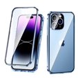 thumbnail image 1 of Frusde for iPhone 15 Pro Privacy Magnetic Case Double-Sided Tempered Glass Anti-spy Full Protection Case-Blue, 1 of 5