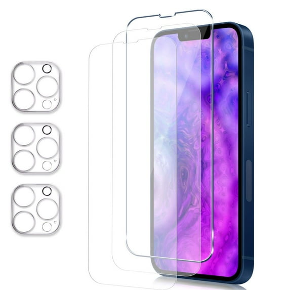 Frusde for iPhone 15 Pro Screen Protector 3pcs + Camera Lens Protector 3pcs Ultra HD Tempered Glass Flim