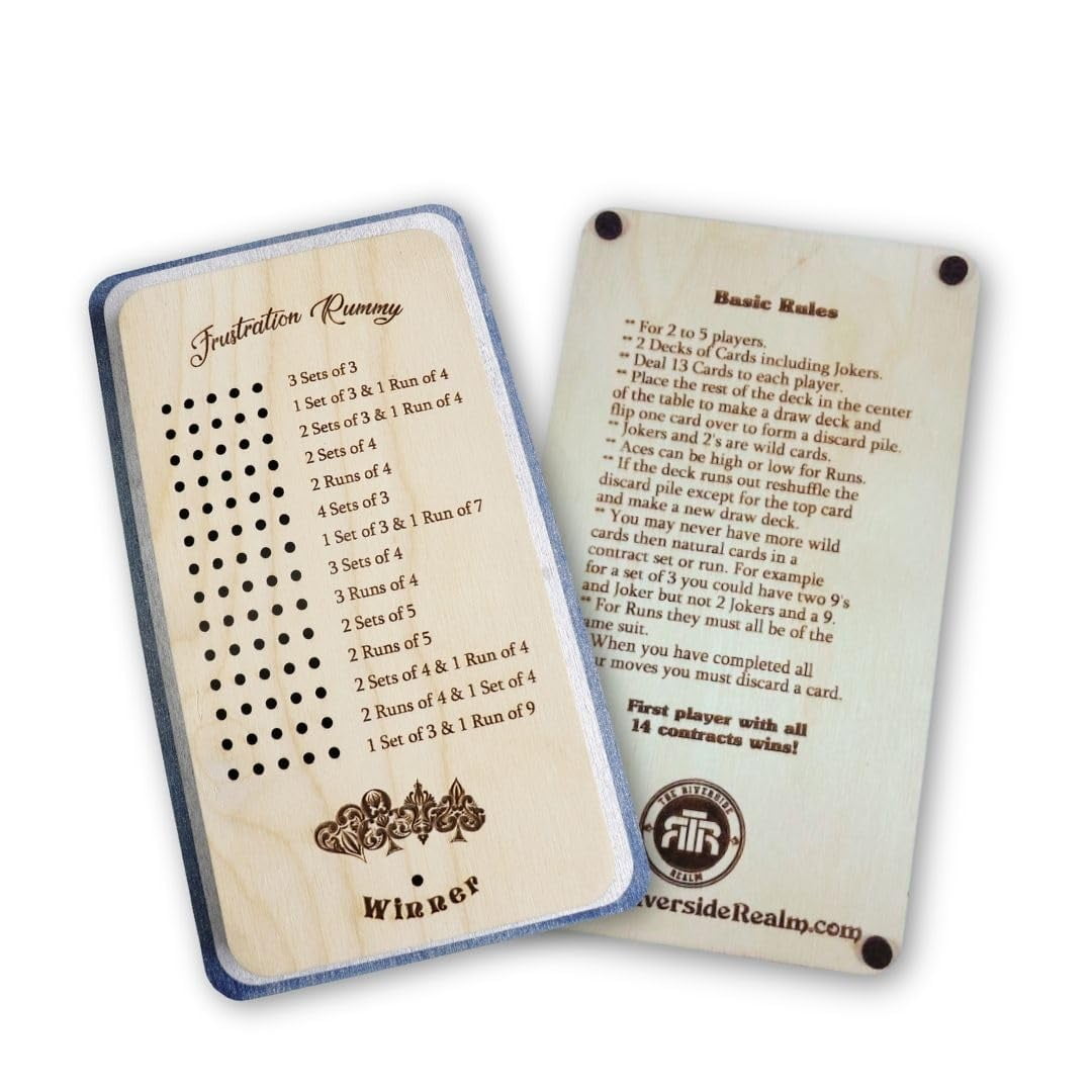 Frustration Rummy Scorecard Board Game - Family Game Night Set for 5 ...
