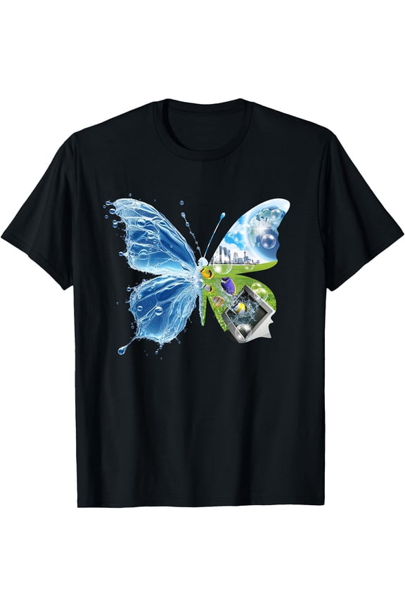 Frutiger Aero Aesthetic Butterfly Computer Fishes Scenery T-Shirt, Unisex T-Shirt